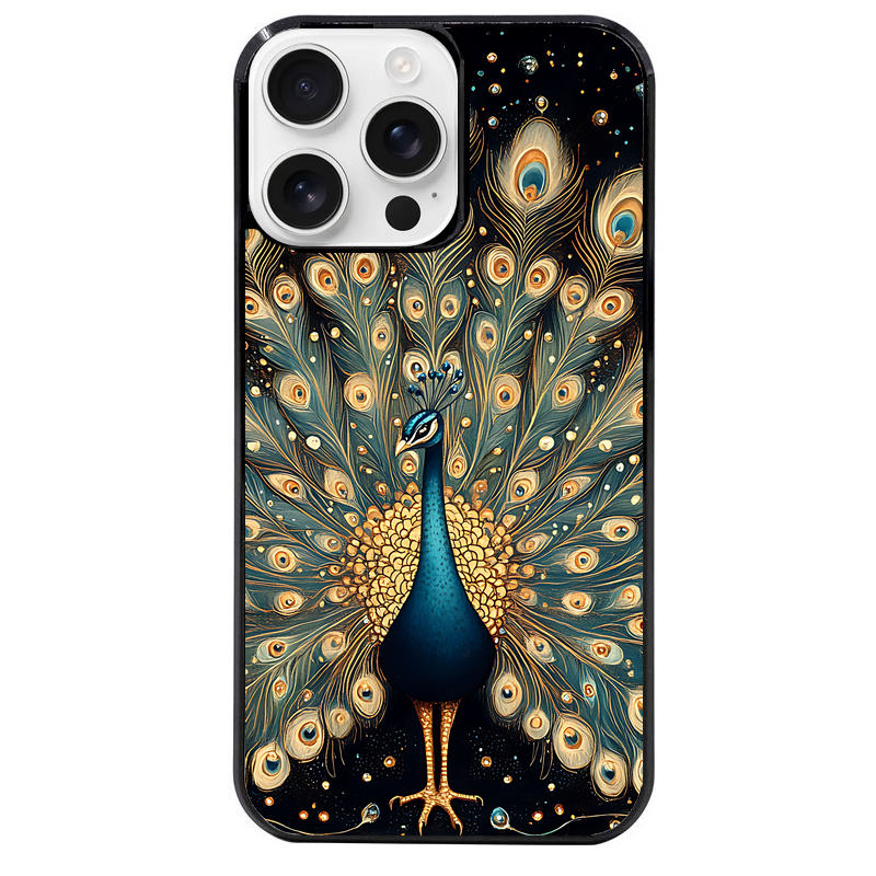 Coque noire taperso pour Iphone 16 16E PLUS MAX PRO avec motif paon mandala protection antichoc personnalisée