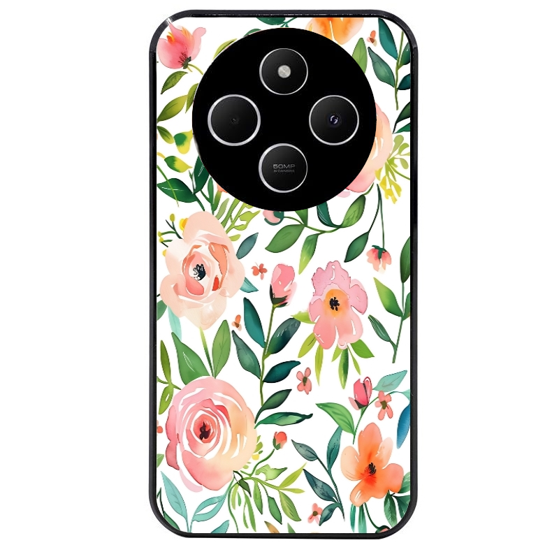 Coque noire taperso pour POCO C75 avec motif fleur des champs protection antichoc personnalisée