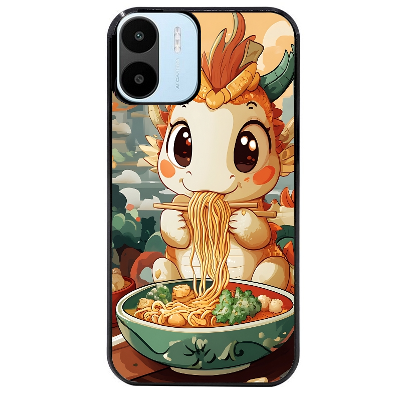 Coque noire taperso pour Redmi A1 et A2 avec motif dragon ramen 3 protection antichoc personnalisée