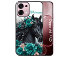 Coque noire taperso pour OPPO A6 PRO 4G et 5G avec motif cheval et fleurs personnalisee protection antichoc personnalisée