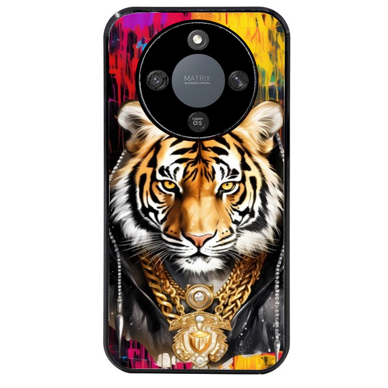 Coque noire taperso pour Magic 5 6 LITE et PRO avec motif tigre style hip hop protection antichoc personnalisée