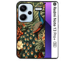 Coque noire taperso pour Redmi Note 13 PRO PLUS 5G avec motif paon tropical protection antichoc personnalisée