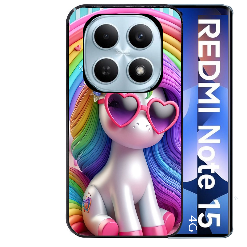 Coque noire taperso pour Redmi Note 15 et PRO PLUS 4G 5G avec motif licorne pop art protection antichoc personnalisée
