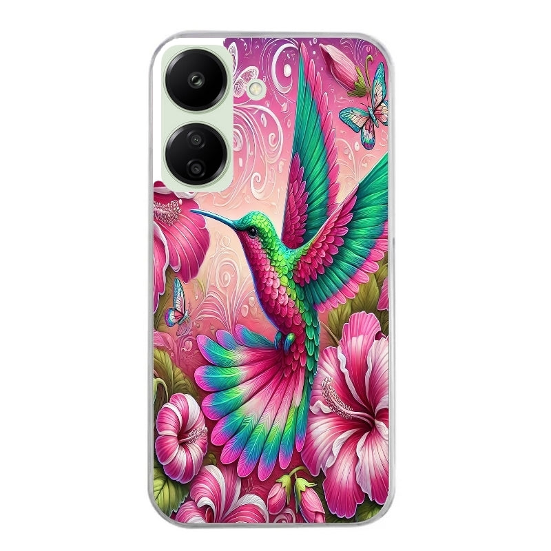 Coque taperso pour POCO C65 4G avec motif colibri et fleurs protection antichoc personnalisée