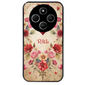 Coque noire taperso pour POCO C75 avec motif coeur vintage et initiales personnalisee protection antichoc personnalisée