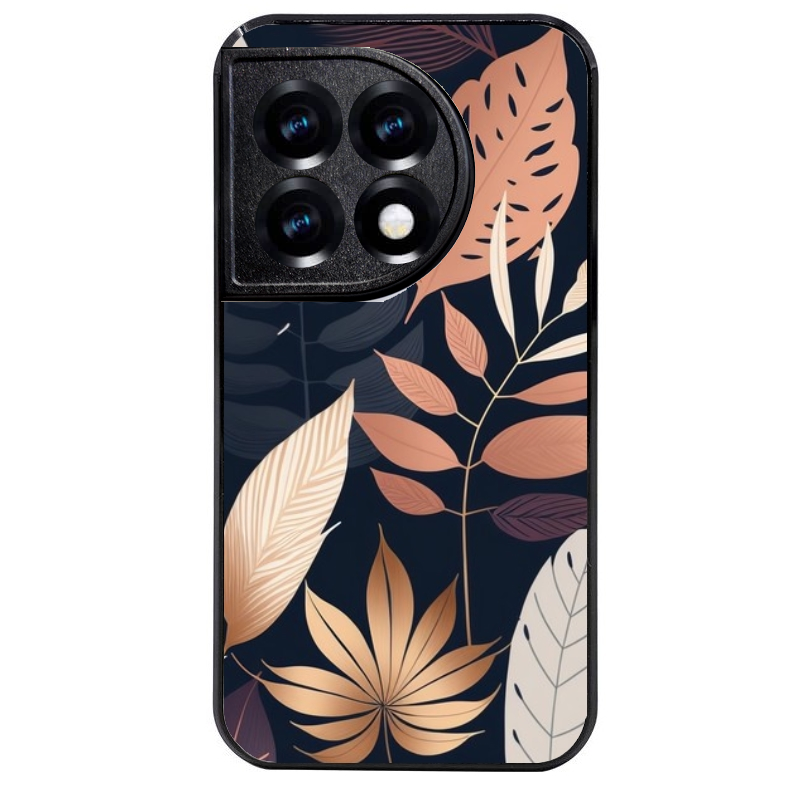 Coque noire taperso pour OnePlus 11 et 12 avec motif jungle et feuilles protection antichoc personnalisée