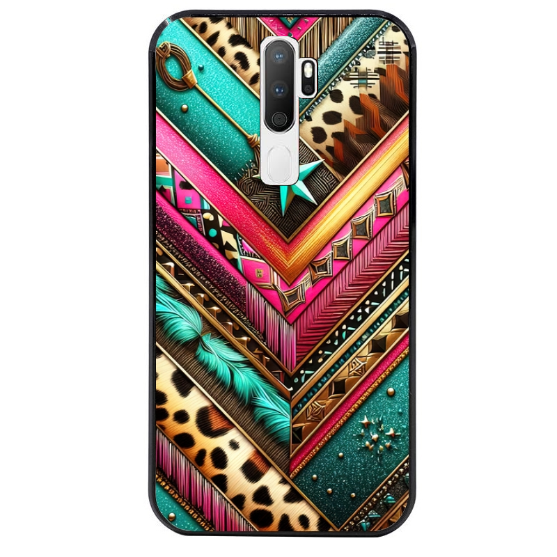 Coque noire taperso pour OPPO A5 A9 2020 avec motif chevron texas protection antichoc personnalisée