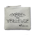 Porte monnaie personnalisé maman merveilleuse astro ivoire en feutrine en feutrine ivoire