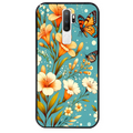 Coque noire taperso pour OPPO A5 A9 2020 avec motif fleur orange protection antichoc personnalisée