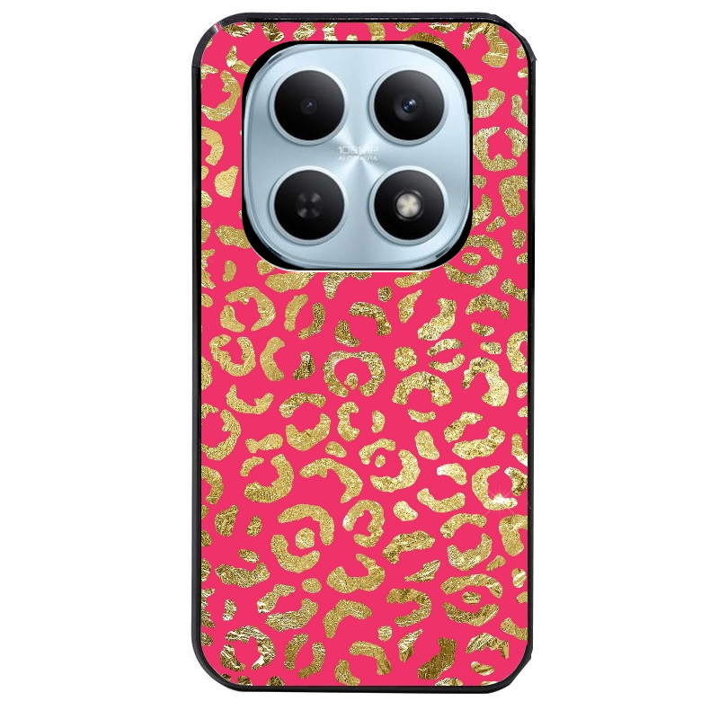 Coque noire taperso pour POCO M8 5G et PRO 5G avec motif leopard fuschia protection antichoc personnalisée