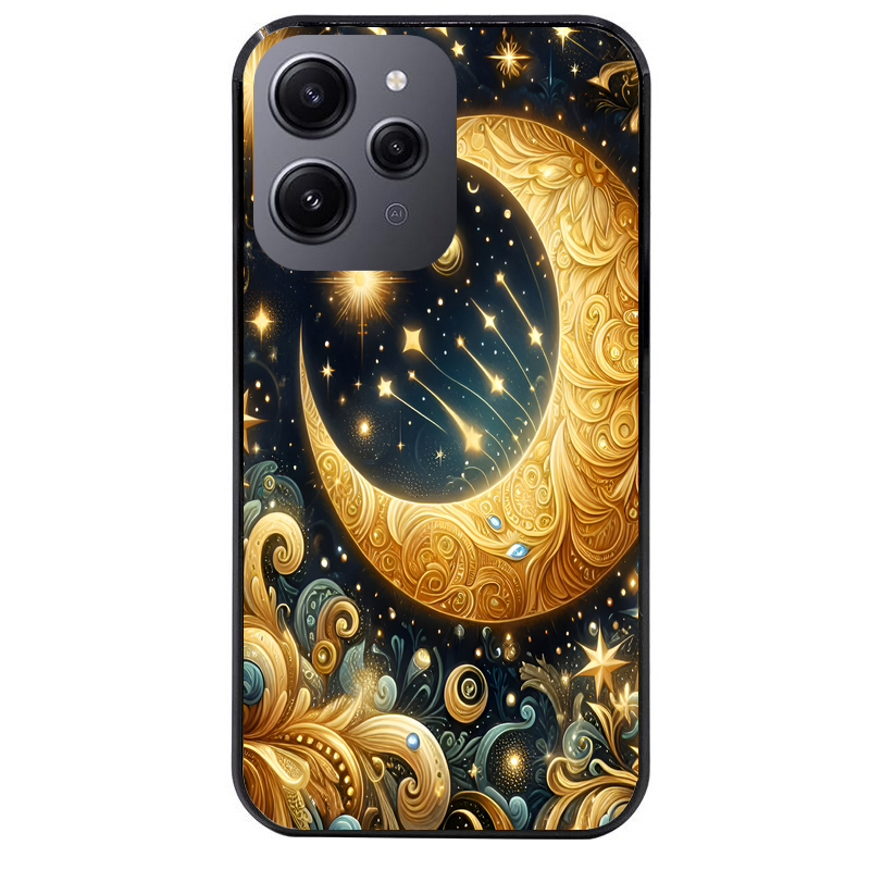 Coque noire taperso pour Redmi 12 4G et 5G avec motif lune astre protection antichoc personnalisée