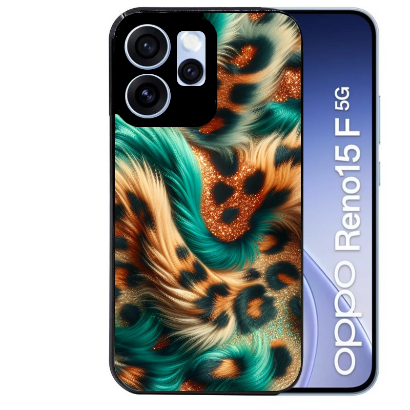 Coque noire taperso pour OPPO Reno 15 et F FS 5G avec motif effet fourrure leopard 3 protection antichoc personnalisée