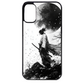 Coque noire taperso pour Moto E13 E14 E15 avec motif samourai et lune protection antichoc personnalisée