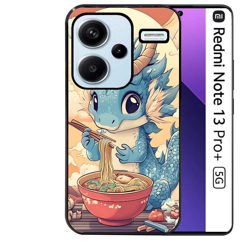 Coque noire taperso pour Redmi Note 13 PRO PLUS 5G avec motif dragon ramen 2 protection antichoc personnalisée