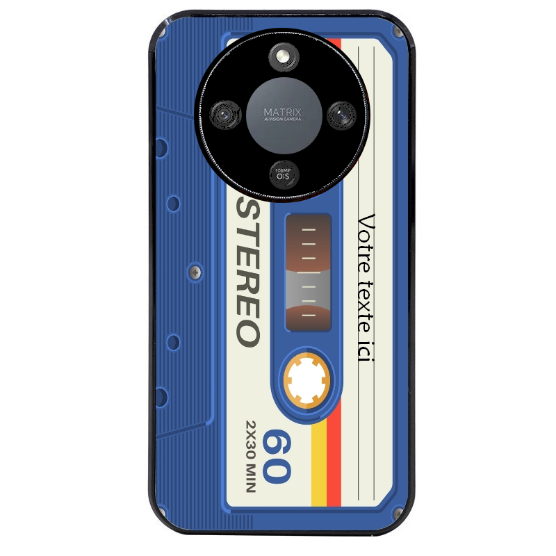 Coque noire taperso pour Magic 5 6 LITE et PRO personnalisable avec motif cassette bleu protection antichoc personnalisée