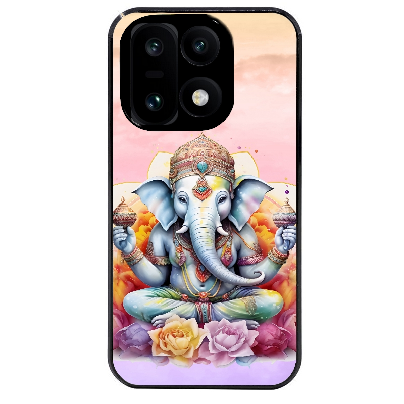 Coque noire taperso pour OnePlus 15 avec motif elephant namaste protection antichoc personnalisée