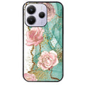 Coque noire taperso pour Redmi Note 14 et PRO PLUS 4G 5G avec motif marbre fleur turquoise protection antichoc personnalisée