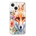 Coque taperso pour Iphone 14 et PRO PLUS PRO MAX avec motif renard fox et fleurs protection antichoc personnalisée