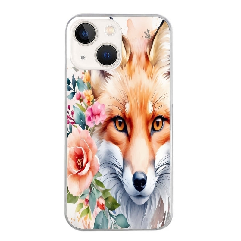 Coque taperso pour Iphone 14 et PRO PLUS PRO MAX avec motif renard fox et fleurs protection antichoc personnalisée