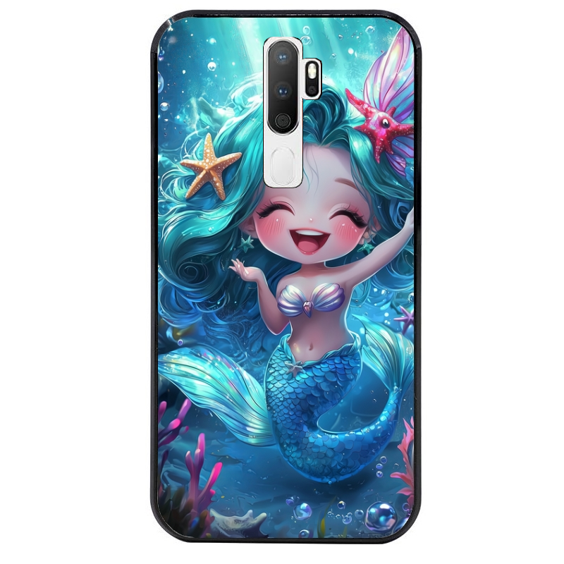 Coque noire taperso pour OPPO A5 A9 2020 avec motif sirene style anime protection antichoc personnalisée
