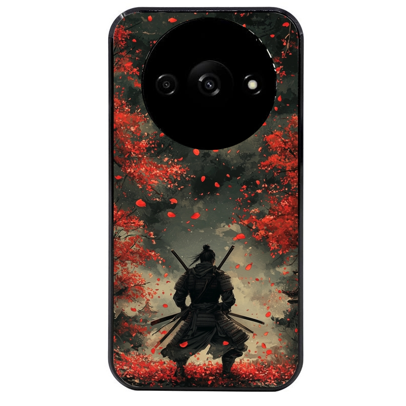 Coque noire taperso pour Redmi A3 avec motif samourai et katana protection antichoc personnalisée