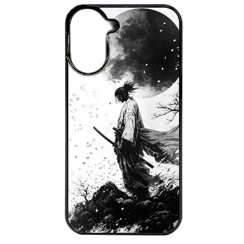 Coque noire taperso pour Redmi A5 4G avec motif samourai et lune protection antichoc personnalisée
