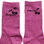 Chaussettes personnalisées paillettes rose motif à croquer