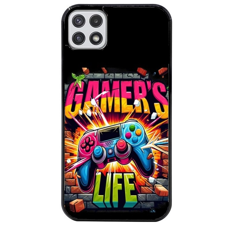 Coque noire taperso pour galaxy A22 A32 A52 A52S 4G 5G  avec motif gamer life protection antichoc personnalisée