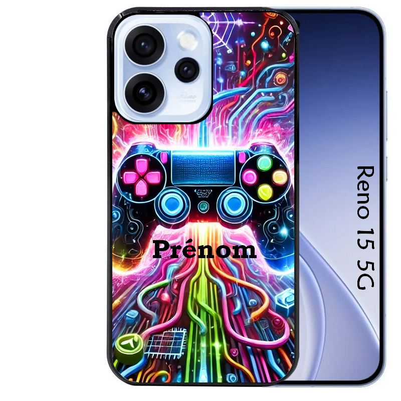 Coque noire taperso pour OPPO Reno 15 et F FS 5G avec motif gamer electro personnalisee protection antichoc personnalisée