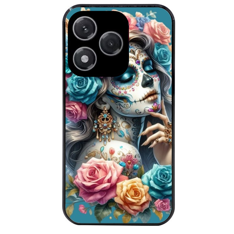 Coque noire taperso pour Honor 400 et Lite Pro Smart avec motif tete de mort calavera bleu protection antichoc personnalisée