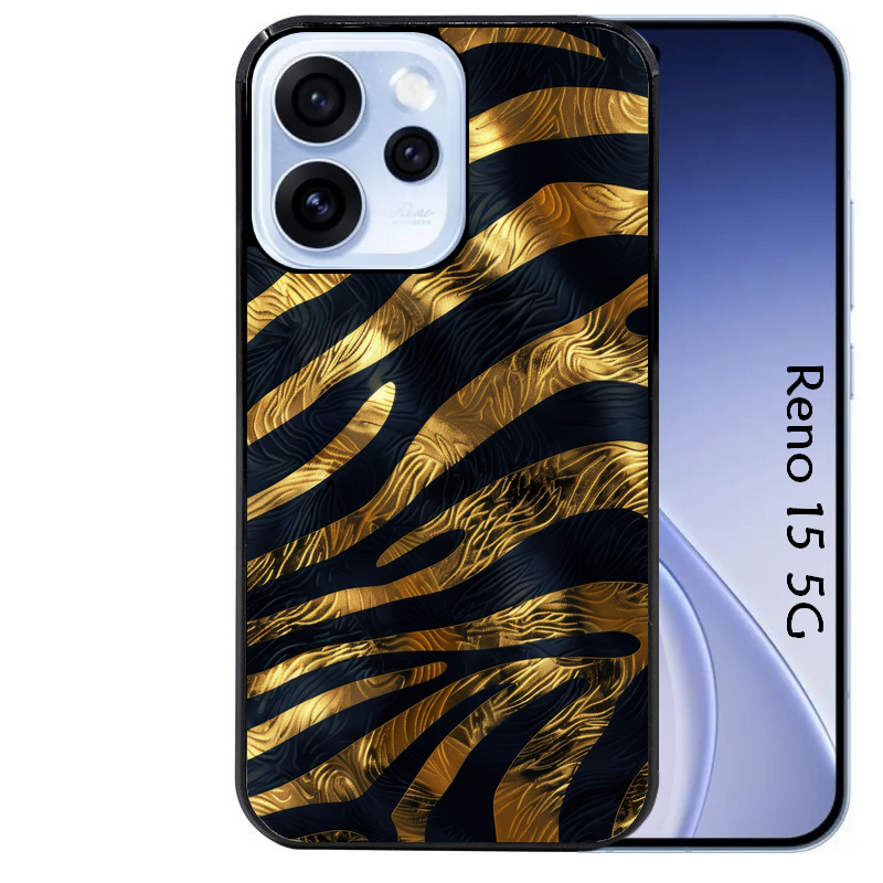 Coque noire taperso pour OPPO Reno 15 et F FS 5G avec motif zebre gold protection antichoc personnalisée