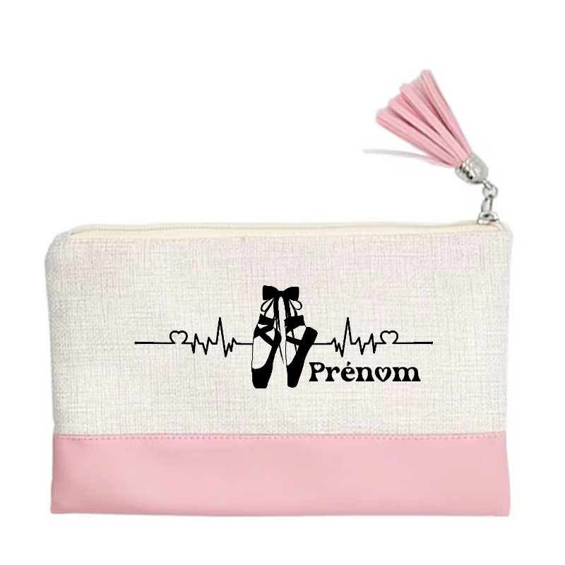 Pochette personnalisée motif danse ballet en toile et simili cuir personnalisée