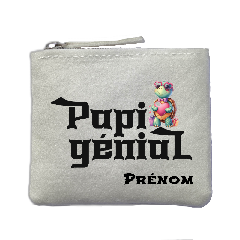 Porte monnaie personnalisé papi genial ivoire en feutrine en feutrine ivoire