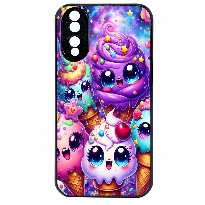 Coque noire taperso pour Honor 70 LITE 90 et LITE avec motif anime ice cream kawaii protection antichoc personnalisée