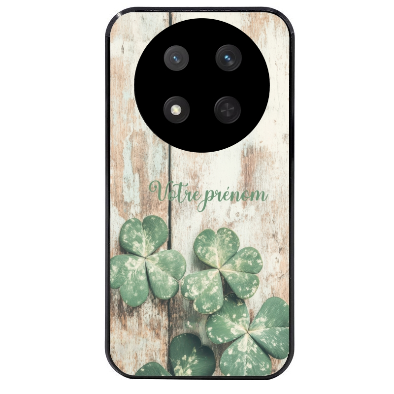 Coque noire taperso pour Magic 7 LITE et PRO avec motif bois et trefle personnalisee protection antichoc personnalisée