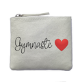 Porte monnaie gymnaste cœur  ivoire en feutrine en feutrine ivoire