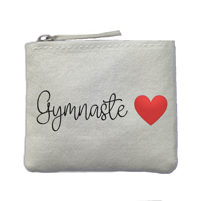 Porte monnaie gymnaste cœur  ivoire en feutrine en feutrine ivoire