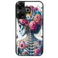 Coque noire taperso pour POCO M6 4G avec motif tete de mort calavera papillon protection antichoc personnalisée