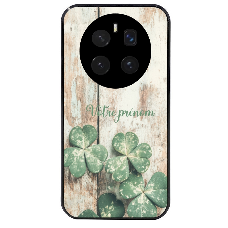 Coque noire taperso pour Magic 7 LITE et PRO avec motif bois et trefle personnalisee protection antichoc personnalisée