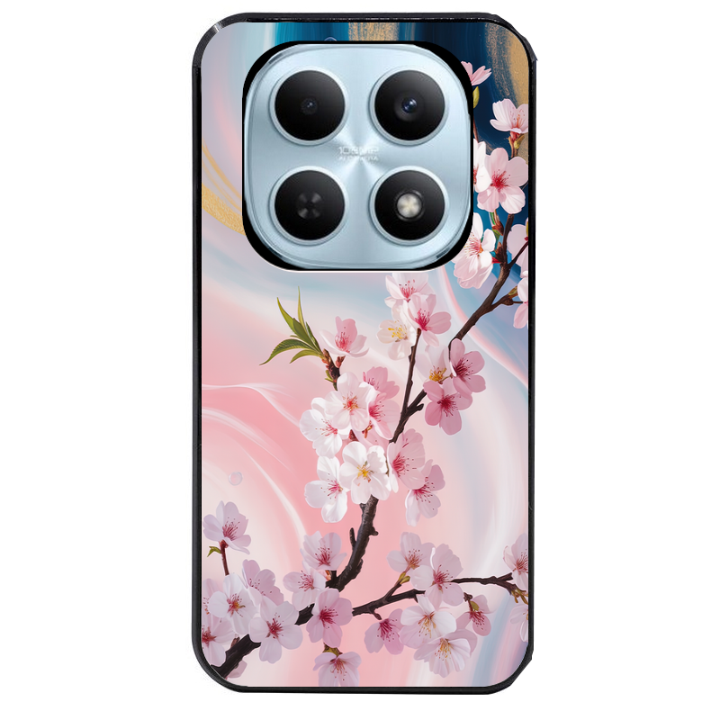 Coque noire taperso pour POCO M8 5G et PRO 5G avec motif marbre fleur cerisier protection antichoc personnalisée