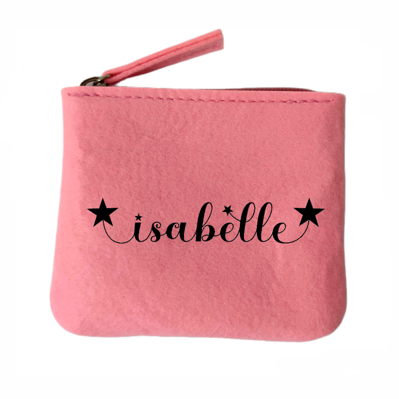 Porte monnaie avec votre prenom étoile en feutrine en feutrine