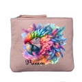 Porte monnaie personnalisé motif perroquet color rose clair en feutrine en feutrine