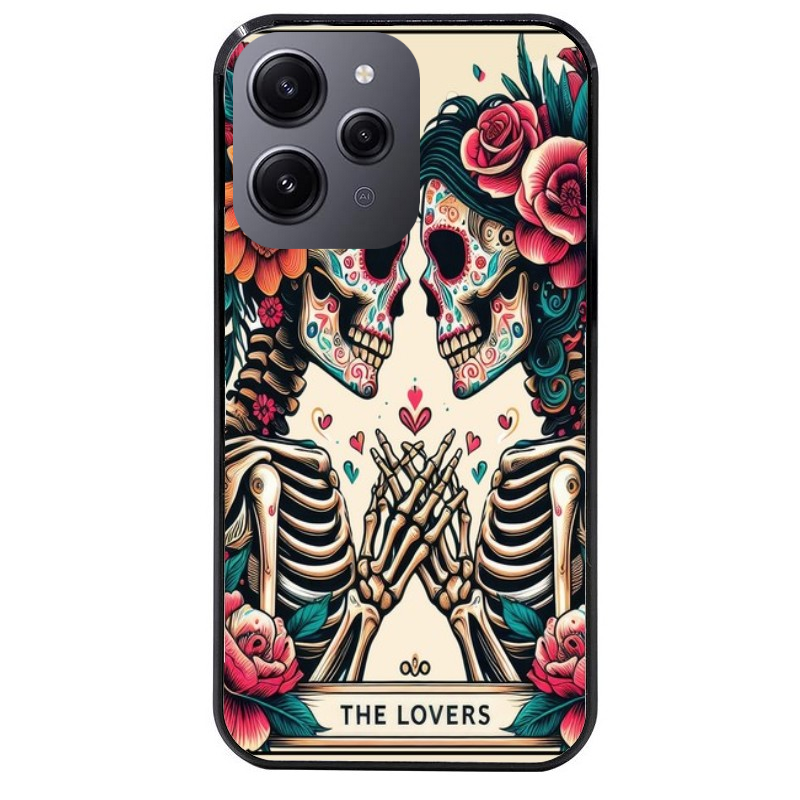Coque noire taperso pour Redmi 12 4G et 5G avec motif tete de mort lovers protection antichoc personnalisée