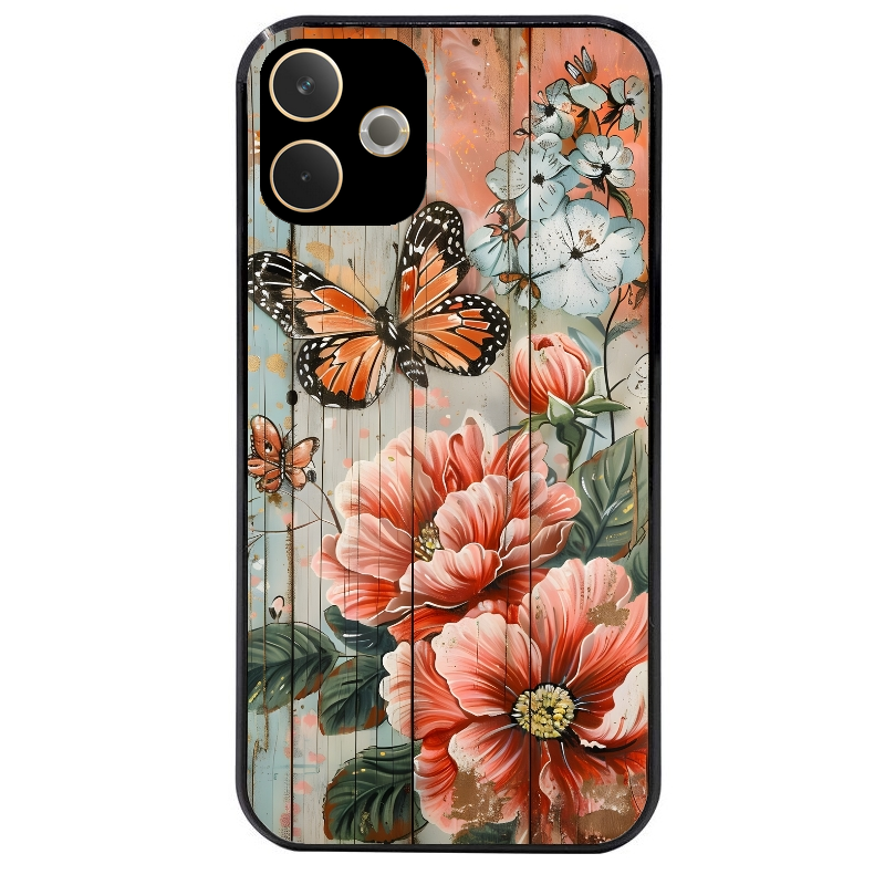 Coque noire taperso pour OPPO A5 PRO 4G et 5G avec motif bois et papillon 3 protection antichoc personnalisée