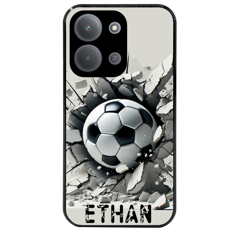 Coque noire taperso pour POCO C85 avec motif foot beton personnalisee protection antichoc personnalisée