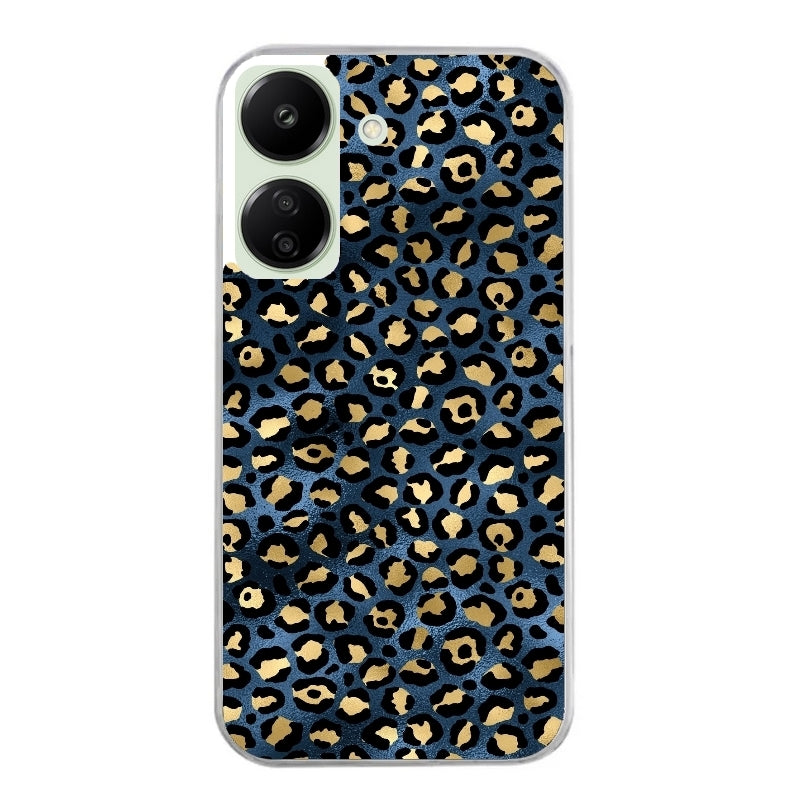 Coque taperso pour POCO C65 4G avec motif leopard bleu protection antichoc personnalisée