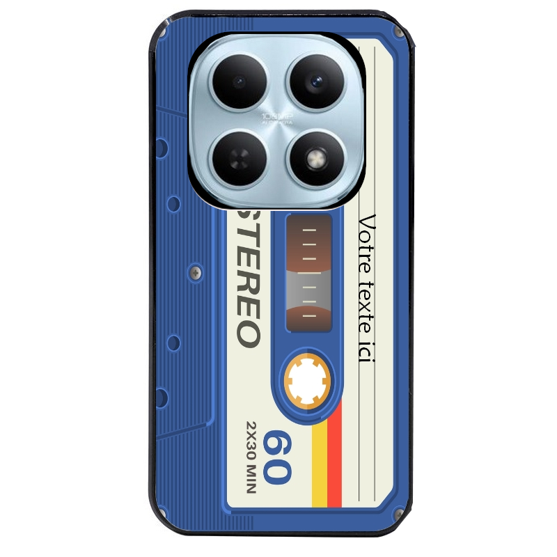 Coque noire taperso pour POCO M8 5G et PRO 5G personnalisable avec motif cassette bleu protection antichoc personnalisée