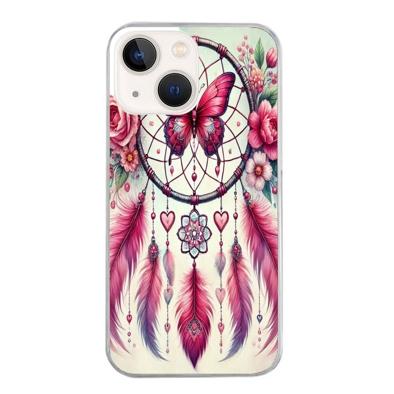 Coque taperso pour Iphone 13 et PRO MINI PRO MAX avec motif dreamcatcher et papillon protection antichoc personnalisée