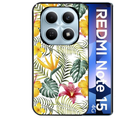 Coque noire taperso pour Redmi Note 15 et PRO PLUS 4G 5G avec motif jungle et fleur hibiscus protection antichoc personnalisée
