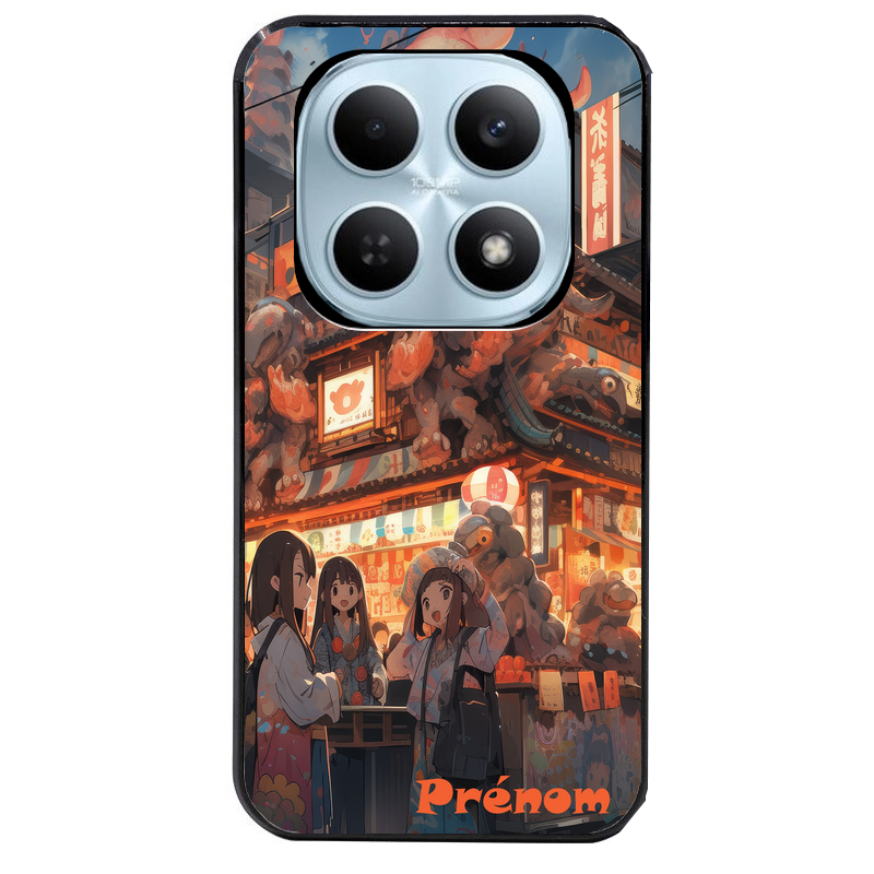 Coque noire taperso pour POCO M8 5G et PRO 5G avec motif anime street japan personnalise protection antichoc personnalisée